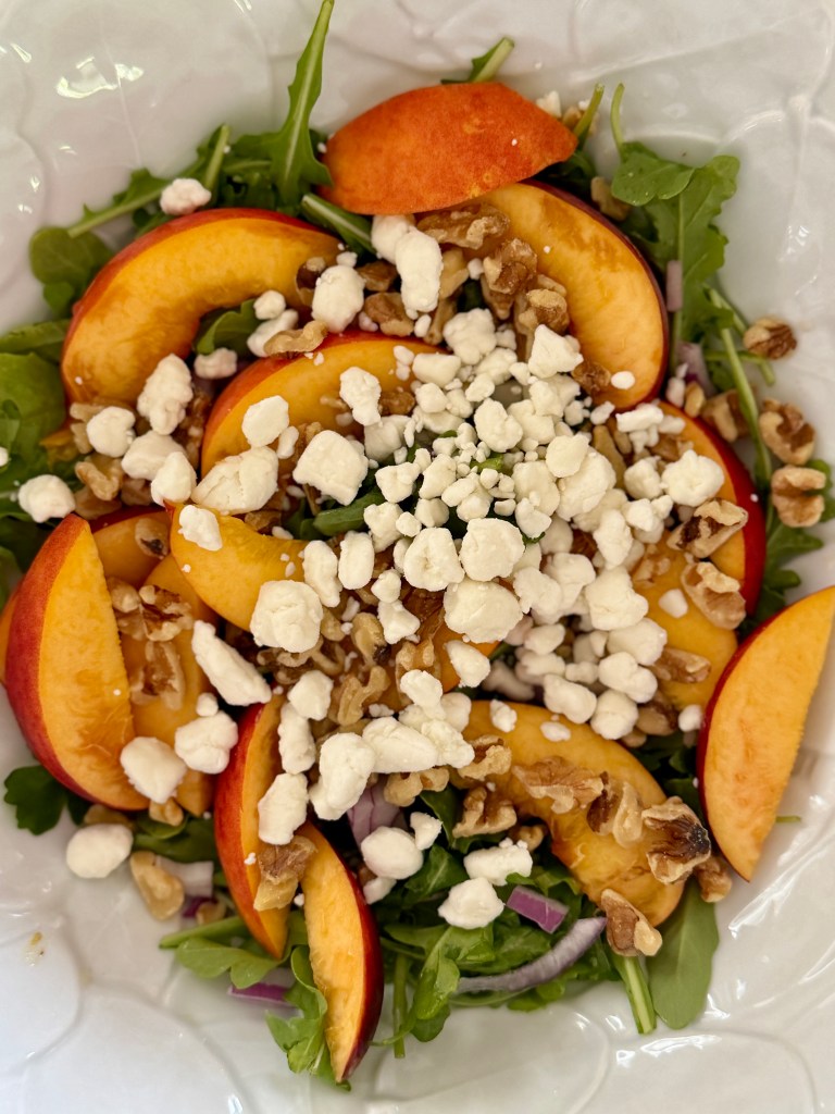 Peach and goat cheese salad